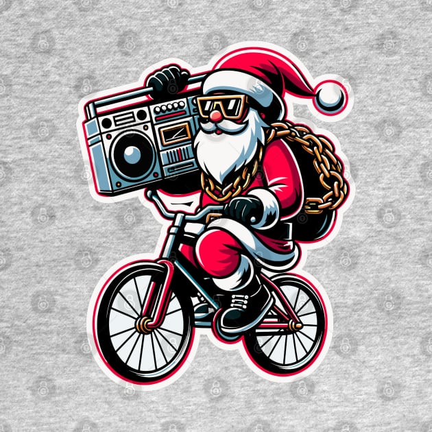Santa's Hip Hop Christmas Riding With Boombox by Contentarama